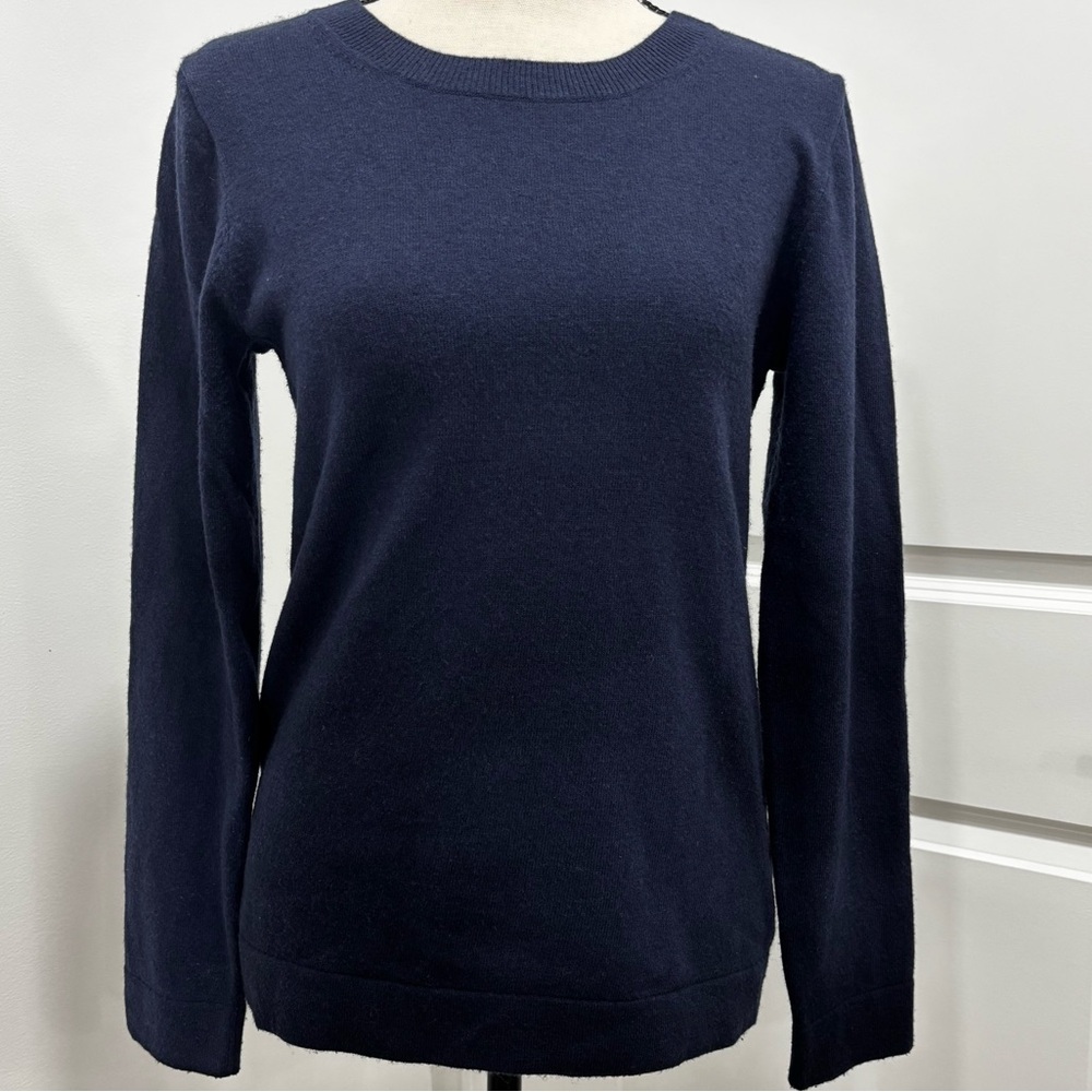 J. Crew crewneck lightweight sweater navy cotton/wool blend size Small